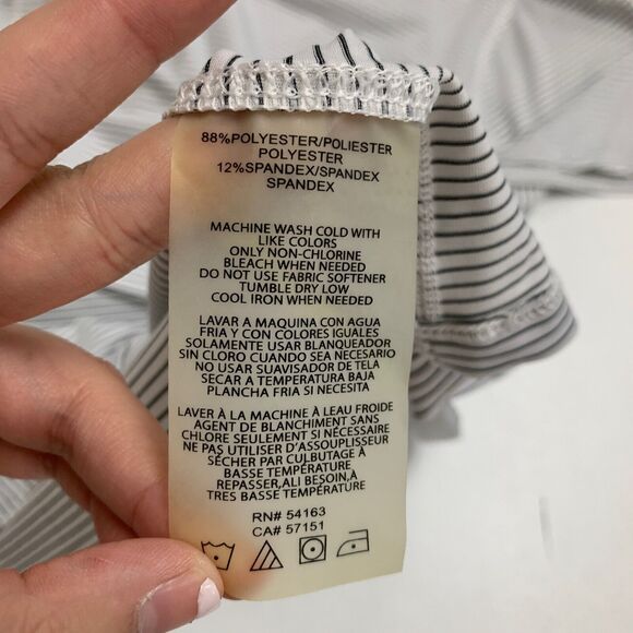 Calvin Klein T Shirt Womens Medium White Black Striped Performance Short Sleeve - Picture 11 of 14